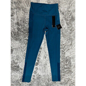 Kay Unger Women's 4 Pockets Yoga Mesh Leggings Pants In Teal Size S NWT